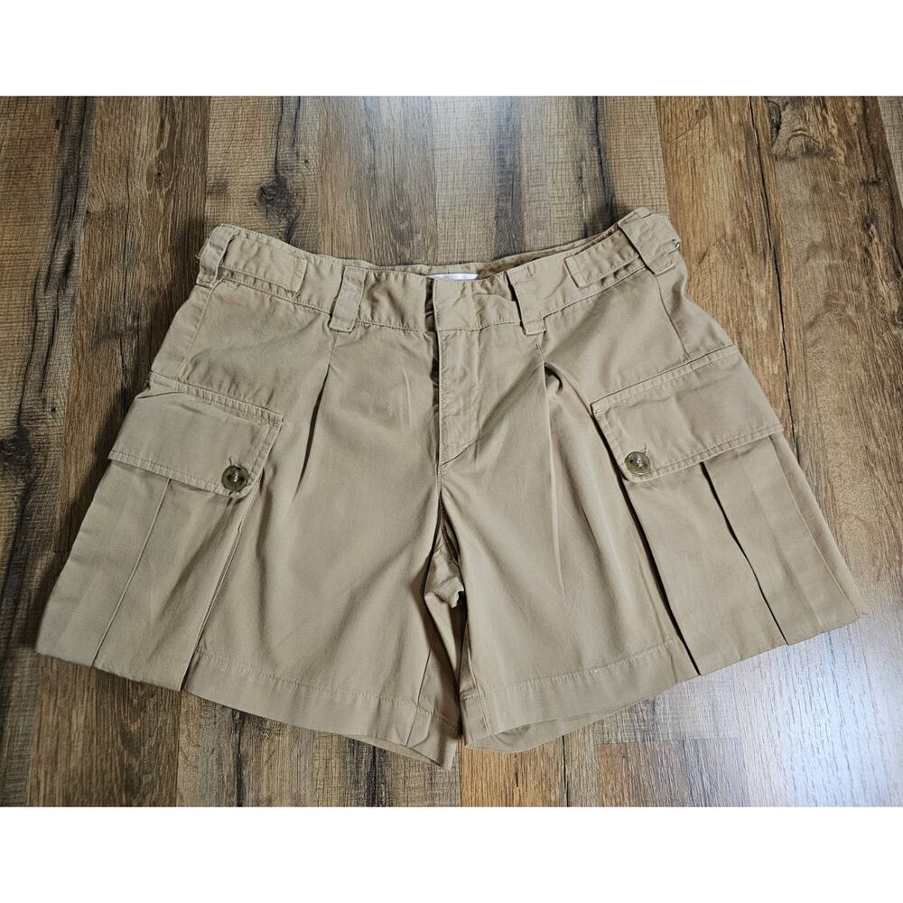 Vince Khaki Cargo Mini Shorts Women’s Size 2 Pleated Preppy Safari